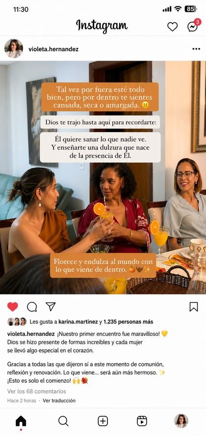 Publicación real de alumna del método — Violeta Hernández