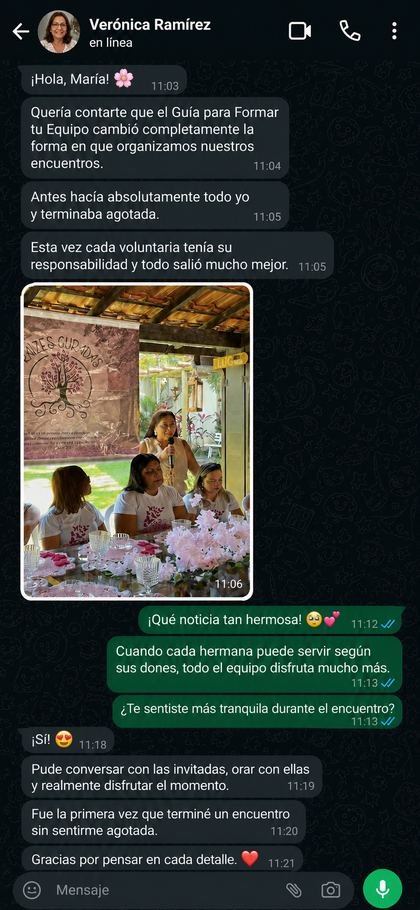 Testimonio real vía WhatsApp — Verónica Ramírez