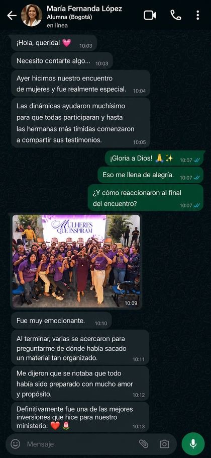 Testimonio real vía WhatsApp — María Fernanda López