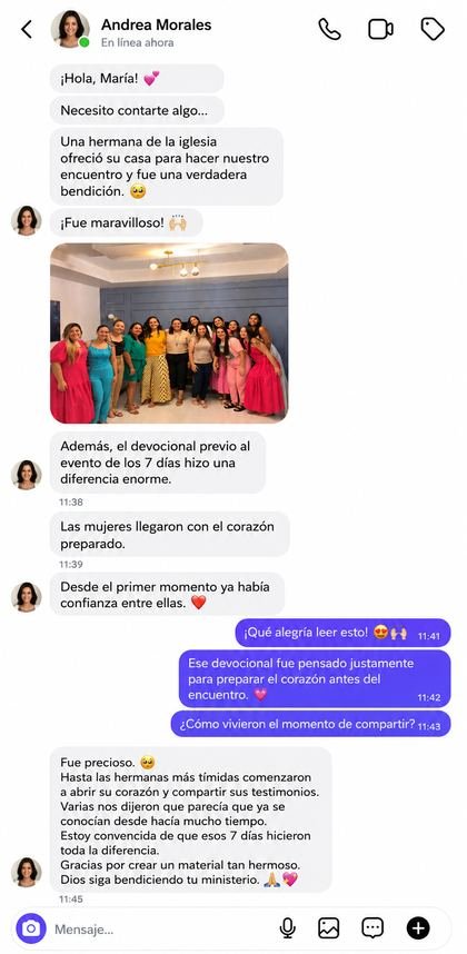 Testimonio real vía WhatsApp — Andrea Morales